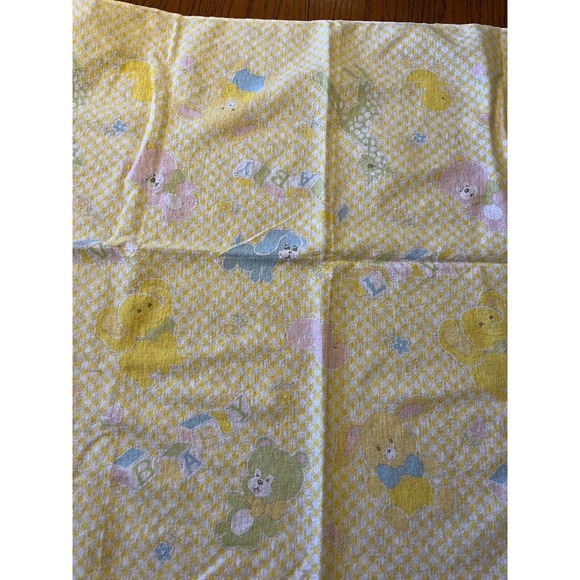 Vintage Baby Blanket Yellow Sweet Nursery Animals Giraffe Duck Bear 31" X 38" - Picture 7 of 10